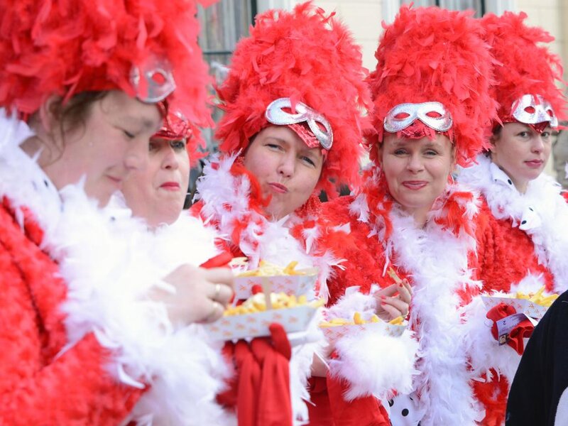 Women in Red Costumes