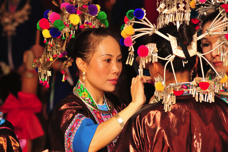 Women in traditional headwear