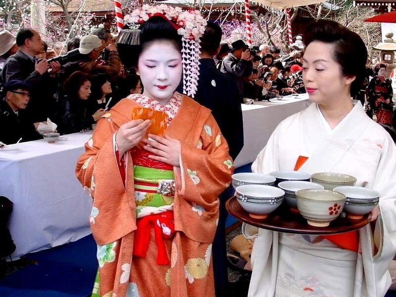 Women in Traditional Kimonos — Orange