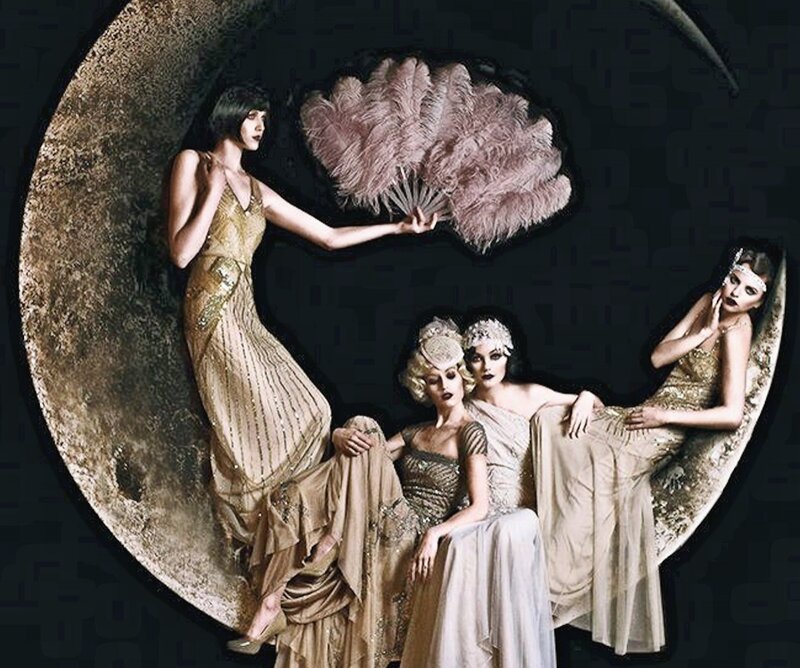 Women in Vintage Dresses — Gold