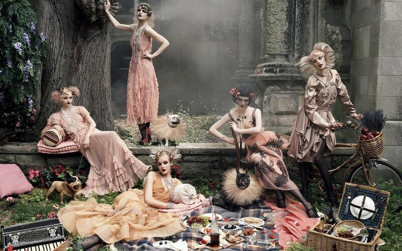 Women in Vintage Dresses — Pink, Dramatic