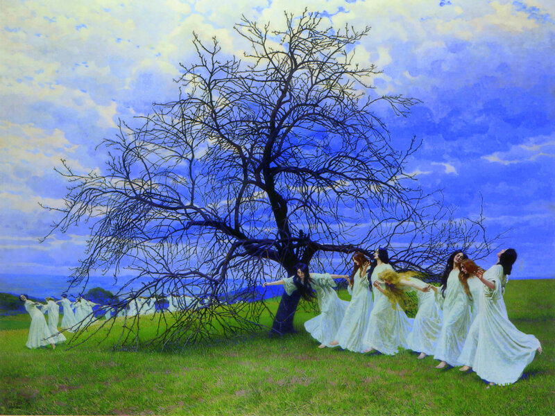 Women in White Dresses — Blue