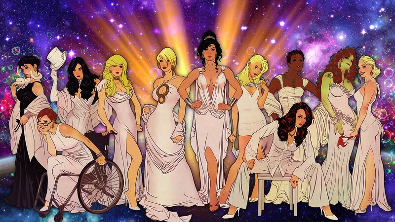 Women in White Gowns — Purple