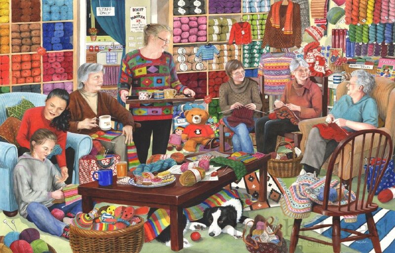 Women Knitting in Shop