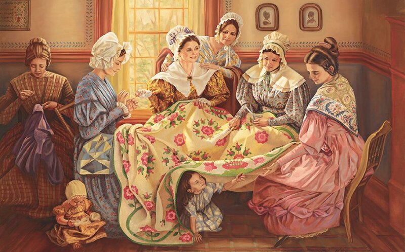 Women Making a Quilt