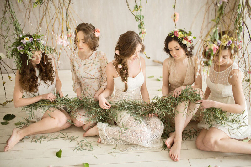 Women Making Garlands