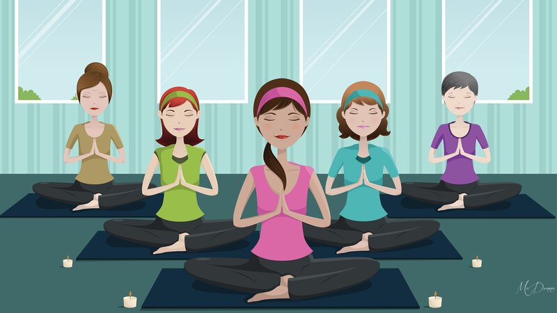 Women Meditating in Yoga Class