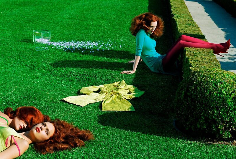 Women on a green lawn