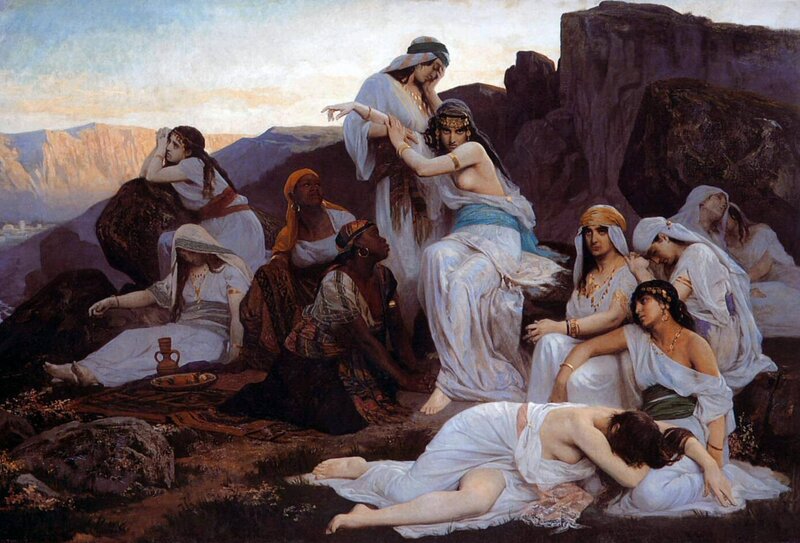 Women on a rocky hillside