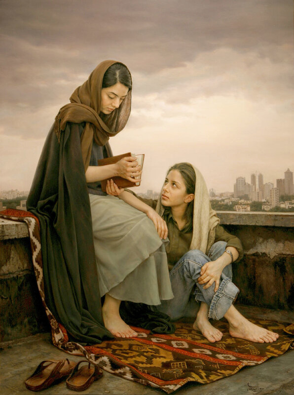 Women on a rooftop with book