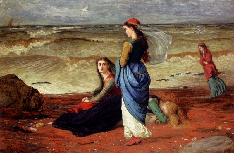 Women on a stormy beach