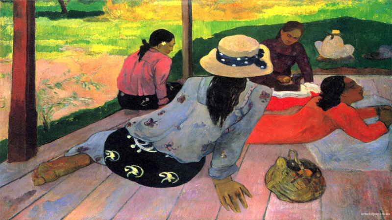 Women on a veranda painting