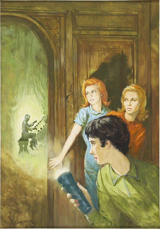 Women peeking through doorway