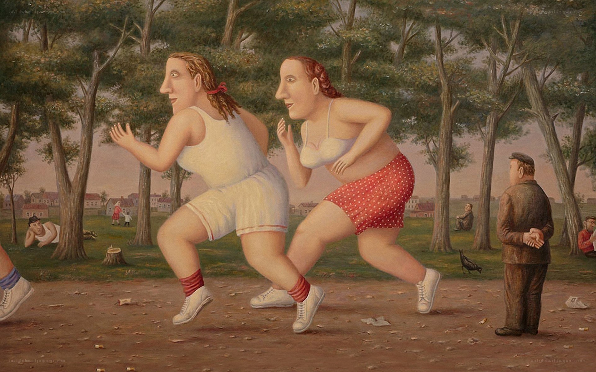Women running in park