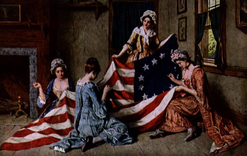 Women Sewing Flag