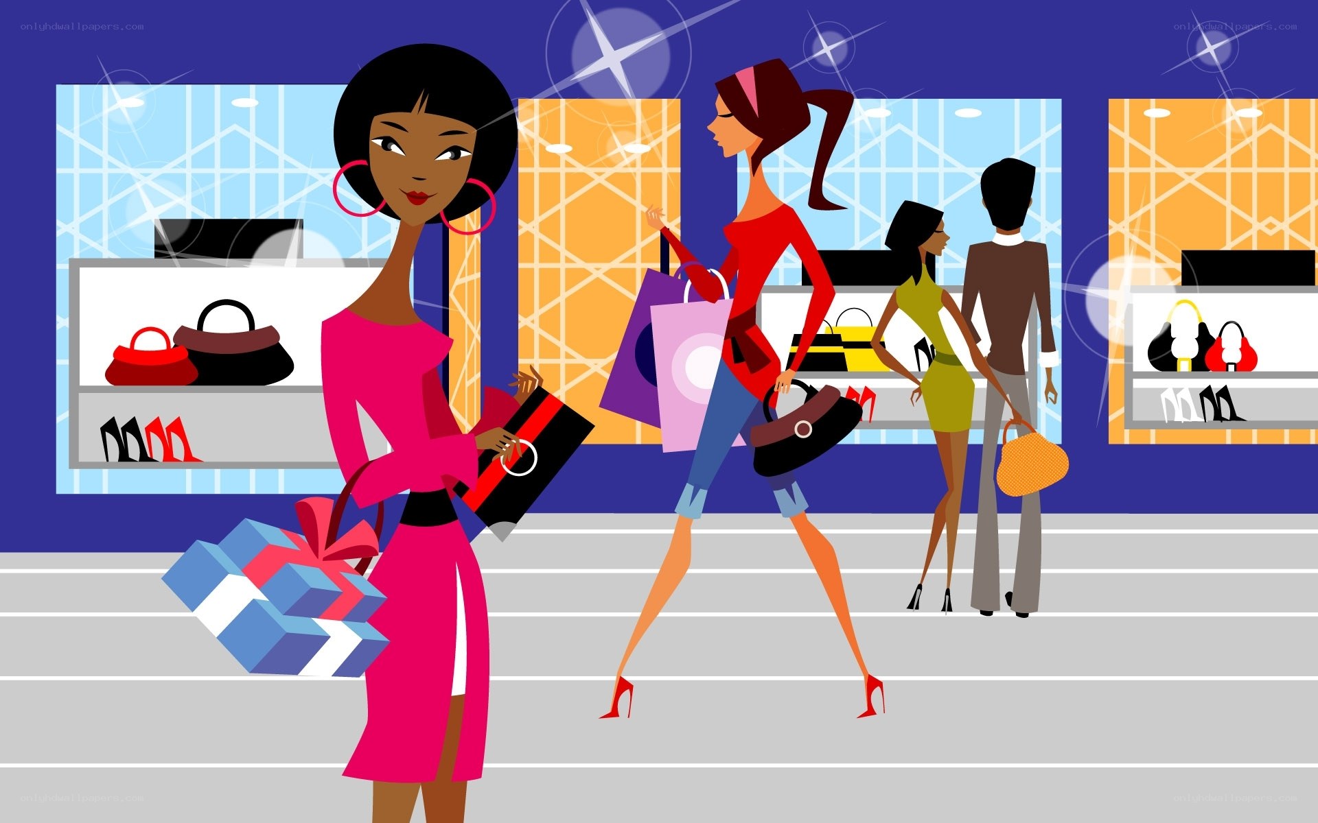 Women shopping in a mall