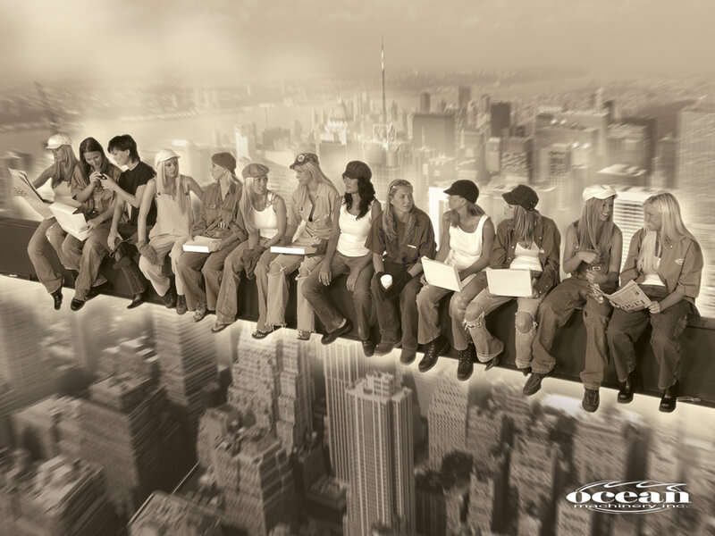 Women sitting on skyscraper edge