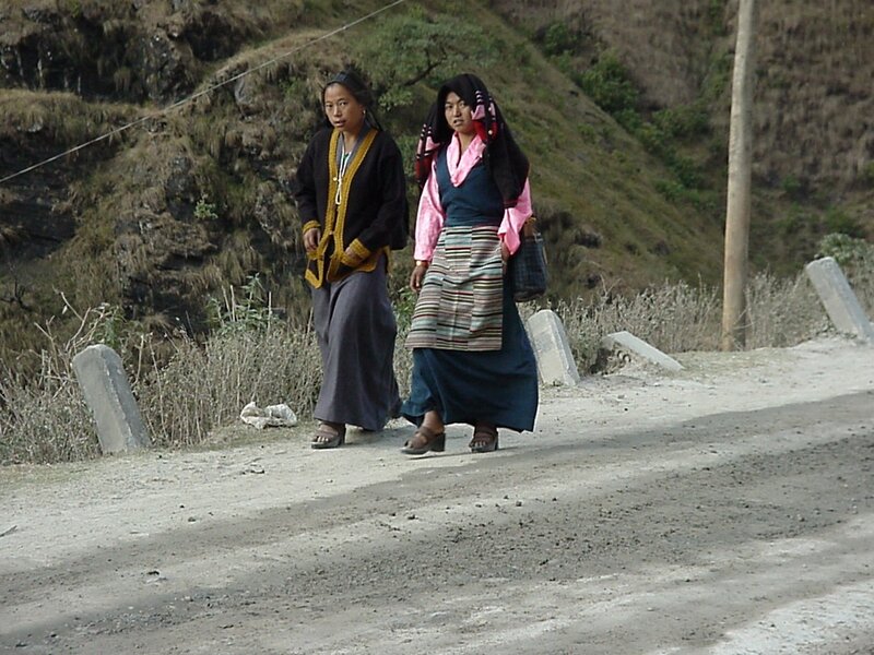 Women walking on a rural road