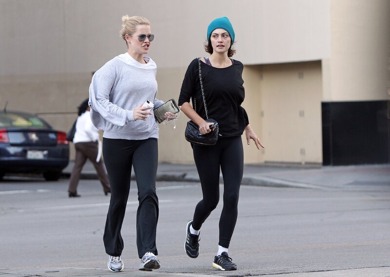 Women walking on city street
