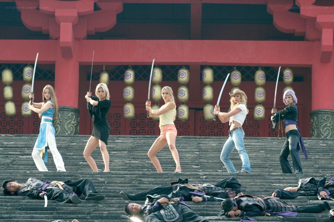 Women warriors on steps