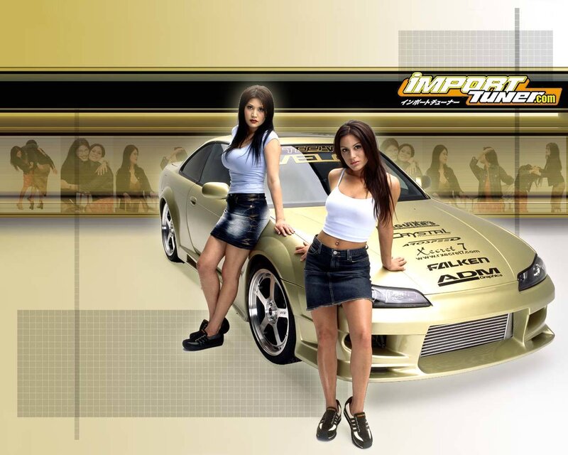 Women with a tuned car