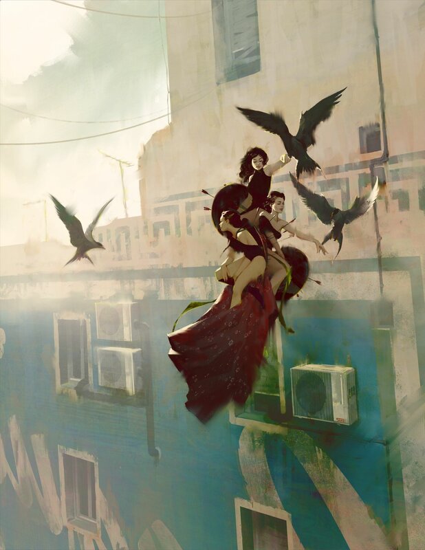 Women with Birds in City