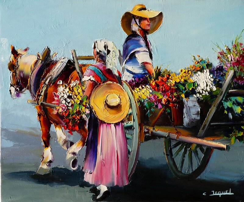 Women with Flower Cart