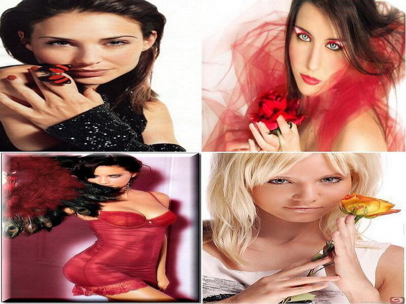Women with flowers collage