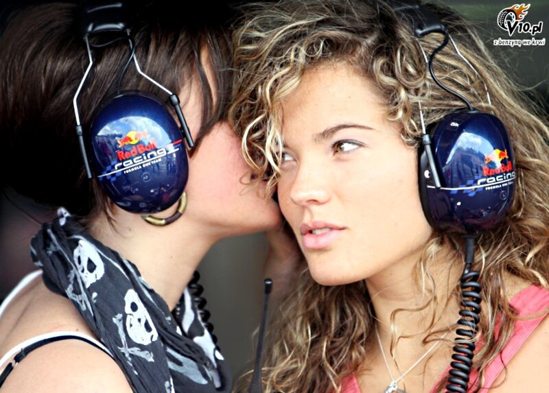 Women with Red Bull headphones