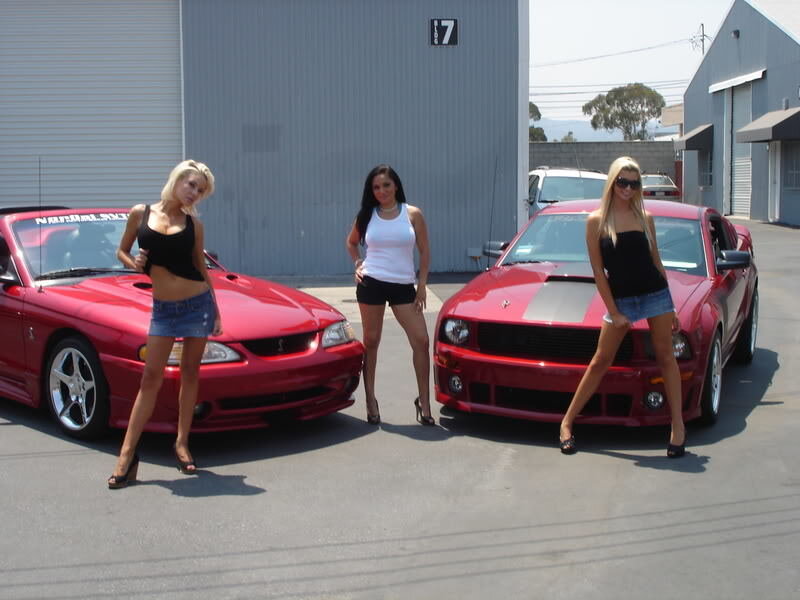 Women with red sports cars