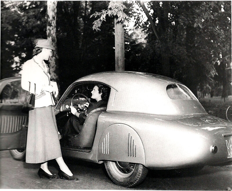 Women with vintage car