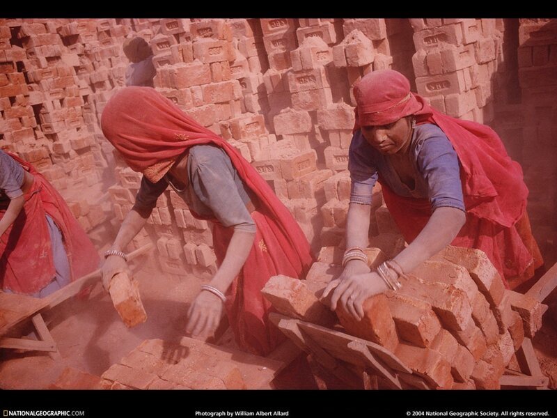 Women working at a brick factory