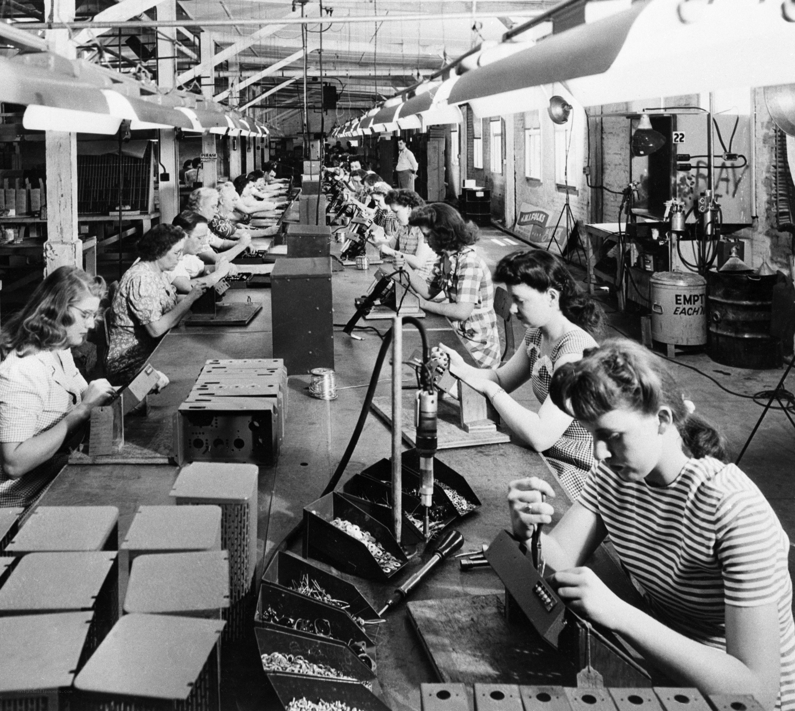 Women working on assembly line