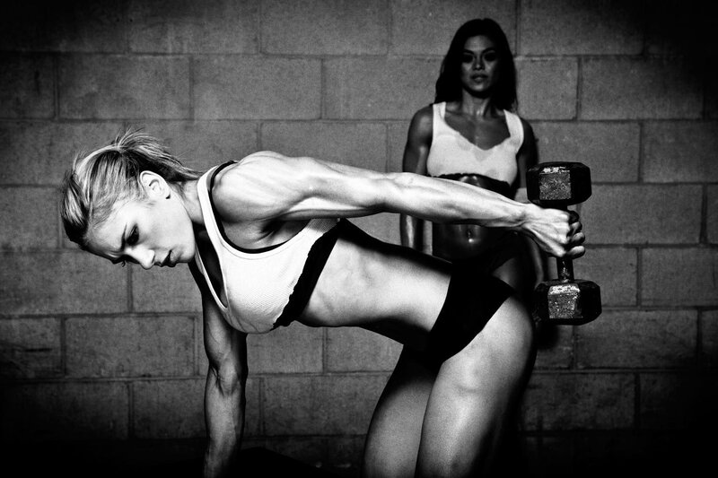 Women working out with dumbbells