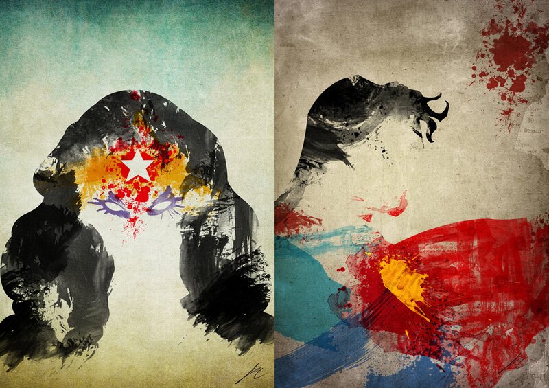 Wonder Woman and Superman silhouettes
