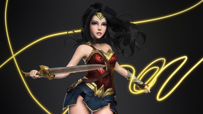 Wonder Woman Character — Black, Dramatic, 3d Render