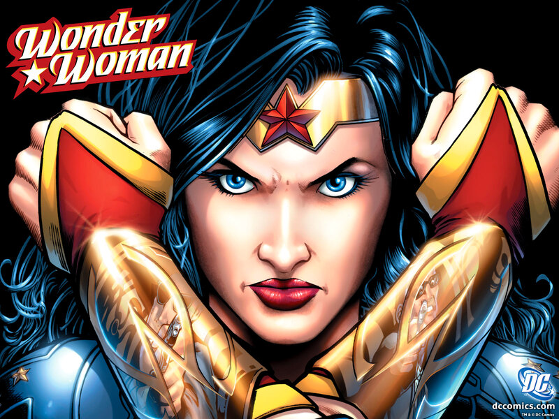 Wonder Woman Character — Blue, Dramatic, Comic, Golden Bracelets