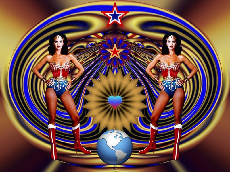 Wonder Woman Character — Blue, Dramatic, Digital Art, Globe