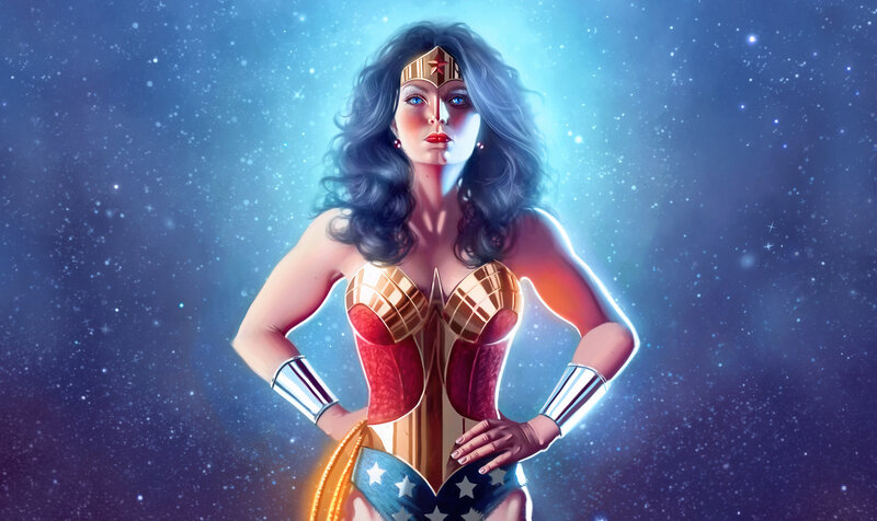 Wonder Woman Character — Blue, Dramatic, Night