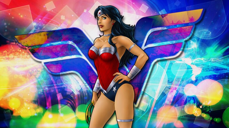 Wonder Woman Character — Blue, Vibrant, Dynamic