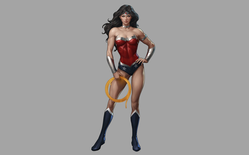 Wonder Woman Character — Red, Confident, Digital Art, Lasso of Truth, Costume