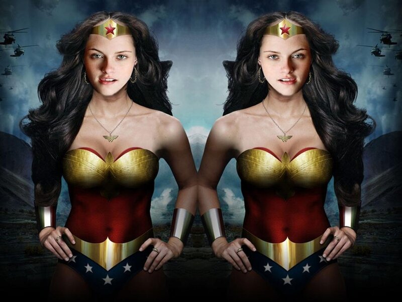 Wonder Woman Character — Red, Dramatic, Digital Art, Helicopter