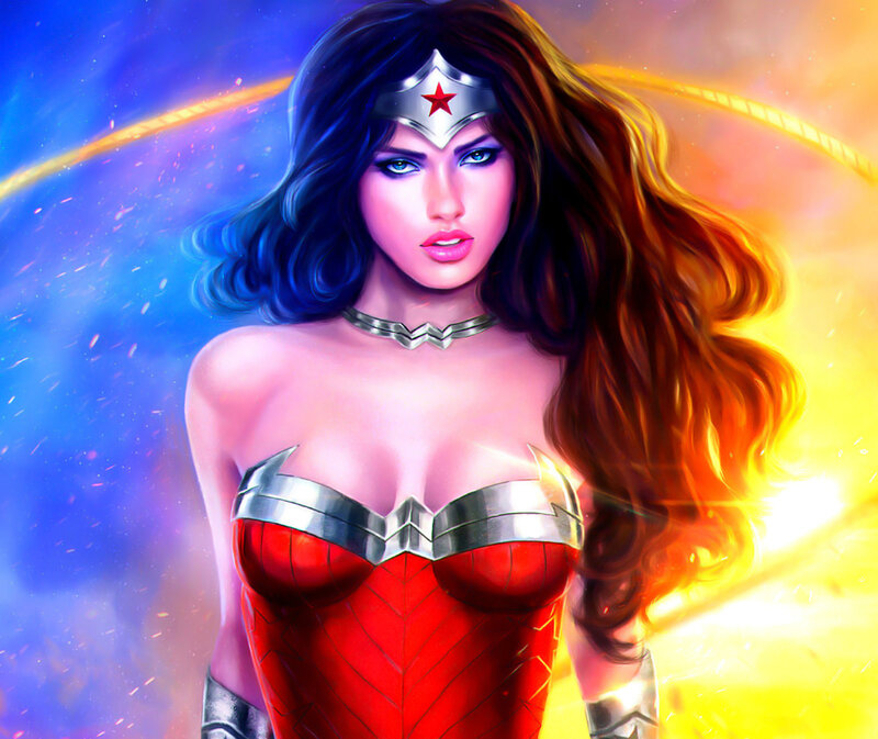 Wonder Woman Character — Red, Dramatic, Digital Art, Star