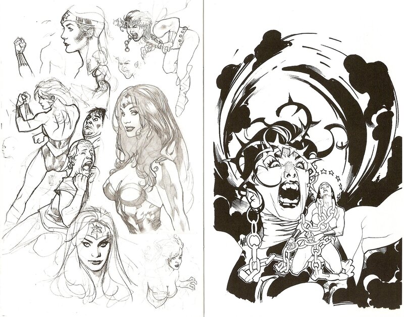 Wonder Woman concept art and panel