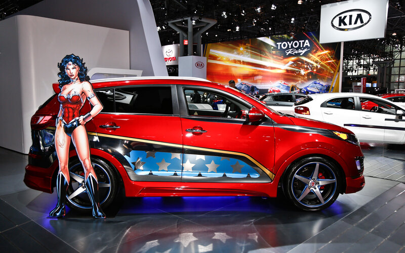 Wonder Woman Cutout with Car