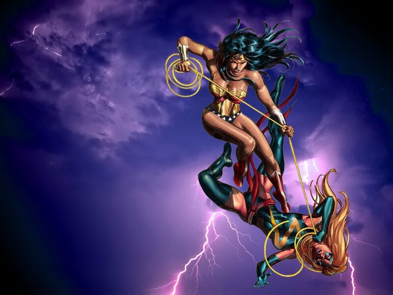Wonder Woman Fighting Captain Marvel