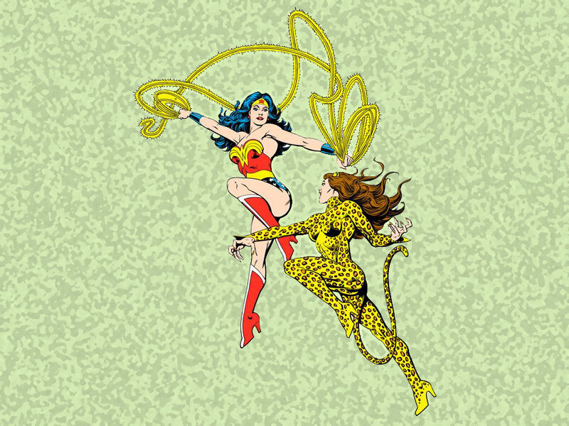 Wonder Woman Fighting Cheetah — Yellow