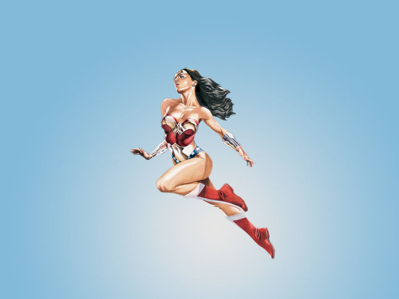 Wonder Woman Flying — Blue, Dynamic