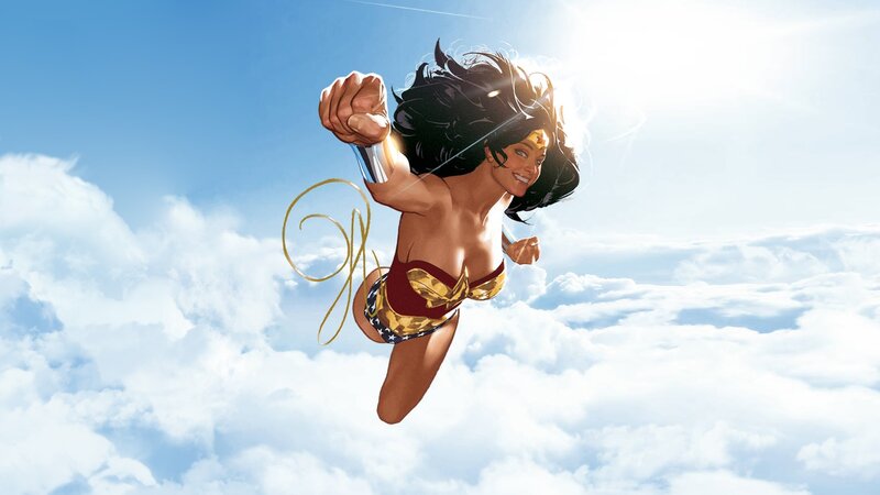 Wonder Woman Flying — Blue, Heroic