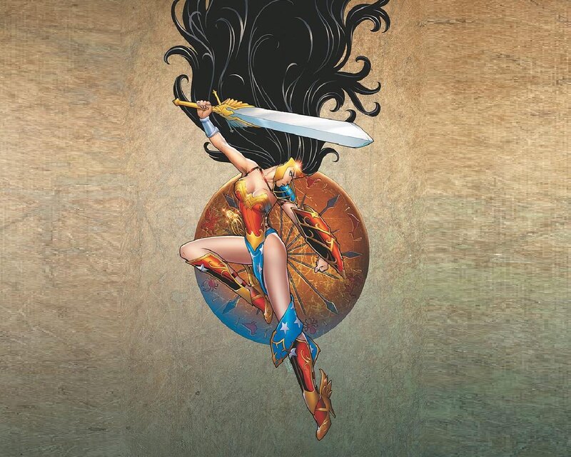 Wonder Woman in Action — Blue, Dramatic, Comic